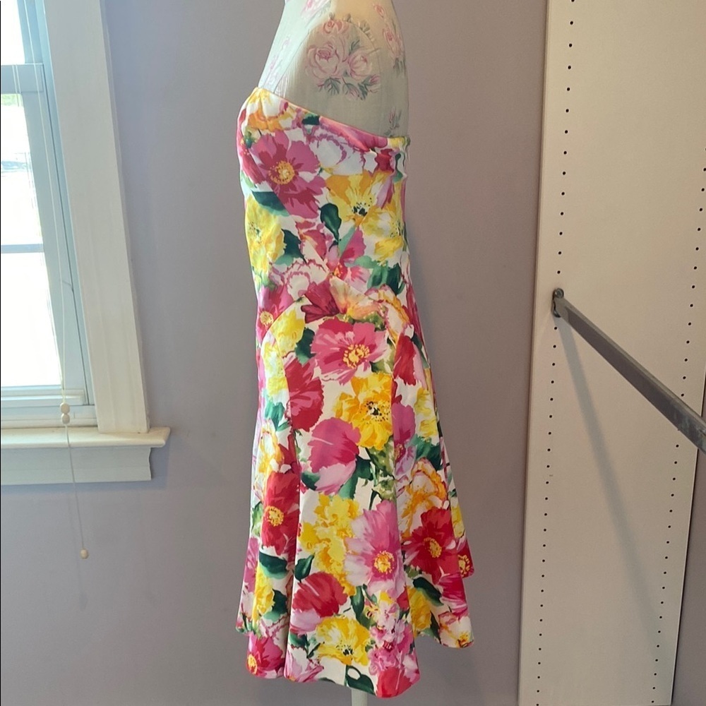 Ralph Lauren Pink Yellow Trumpet Midi Dress - Picture 5 of 11